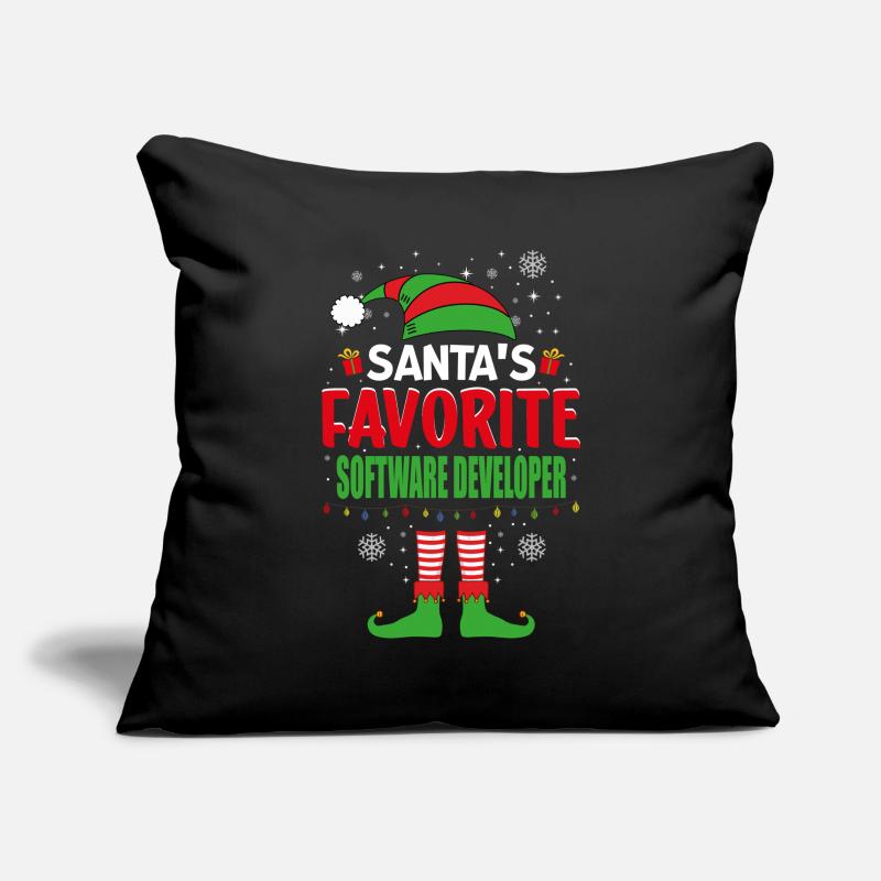 Santa's Favorite Software Developer Elf Christmas Sofa pillowcase 17,3'' x 17,3'' (45 x 45 cm)