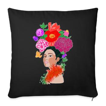 Flower Woman - Blumenmädchen - Sofa pillowcase 17,3'' x 17,3'' (45 x 45 cm) - black - Front
