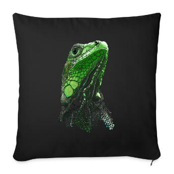 IGUANE VERT - ANIMAL DE COMPAGNIE IGUANE VERT COMMUN - Housse de coussin décorative 45 x 45 cm - noir - Devant