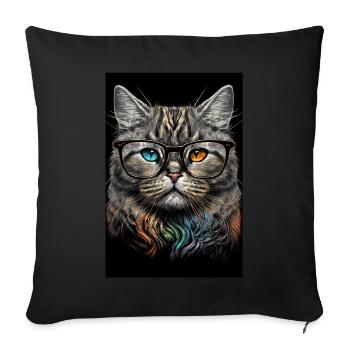 Morning Grouch Know-it-all Cat Glasses Ink - Housse de coussin décorative 45 x 45 cm - noir - Devant