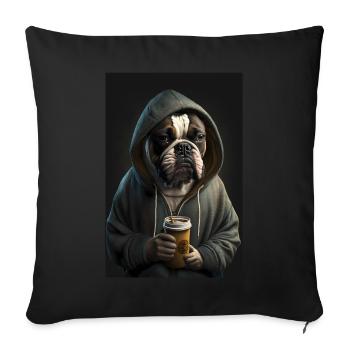Bulldog Boxer Morning Grouch Coffee Colleague Office - Sofa pillowcase 17,3'' x 17,3'' (45 x 45 cm) - black - Front