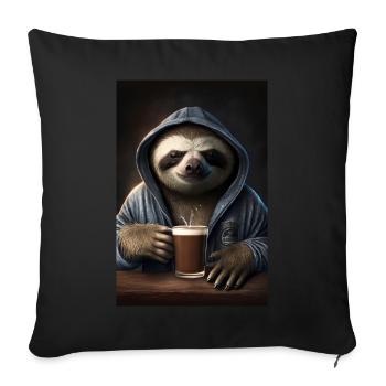 Faultier Morgenmuffel Kaffee Kollege Büro - Sofakissenbezug 45 x 45 cm - Schwarz - Vorne