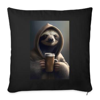 Faultier Morgenmuffel Kaffee Kollege Büro - Sofakissenbezug 45 x 45 cm - Schwarz - Vorne