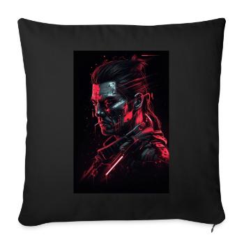Neon Cyber Warrior Portrait #2 - Sofakissenbezug 45 x 45 cm - Schwarz - Vorne