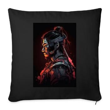 Neon Cyber Samurai Warrior #8 - Sofakissenbezug 45 x 45 cm - Schwarz - Vorne