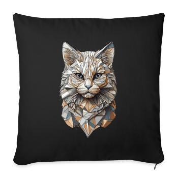 Geometric tomcat with a blaze of color - Sofa pillowcase 17,3'' x 17,3'' (45 x 45 cm) - black - Front
