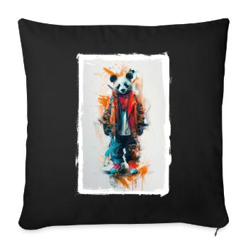 Colorful Panda - Sofa pillowcase 17,3'' x 17,3'' (45 x 45 cm) - black - Front