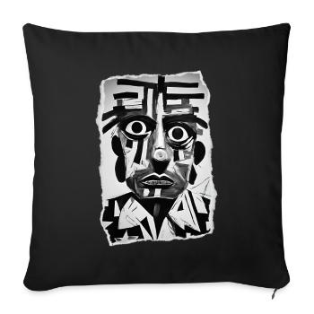 Bold black and white abstract face - Sofa pillowcase 17,3'' x 17,3'' (45 x 45 cm) - black - Front