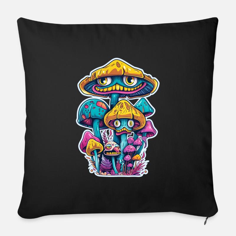 Zauberpilze - Sofakissenbezug 45 x 45 cm - Schwarz