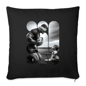 ok 4Rugby et Héritage Noir et Blanc - Housse de coussin décorative 45 x 45 cm - noir - Devant