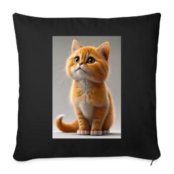 Chat tigre câlin orange - Housse de coussin décorative 45 x 45 cm - noir - Devant