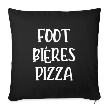 foot bières pizza - Housse de coussin décorative 45 x 45 cm - noir - Devant