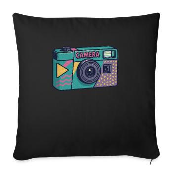 Appareil photo rétro millénaire - Housse de coussin décorative 45 x 45 cm - noir - Devant