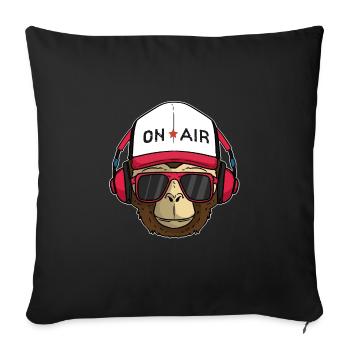 Musique DJ singe musicien Casque OnAir Lunettes de soleil - Housse de coussin décorative 45 x 45 cm - noir - Devant
