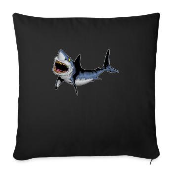 Shark Predator Sea Animal Shark Shark Great White Shark Motif - Sofa pillowcase 17,3'' x 17,3'' (45 x 45 cm) - black - Front