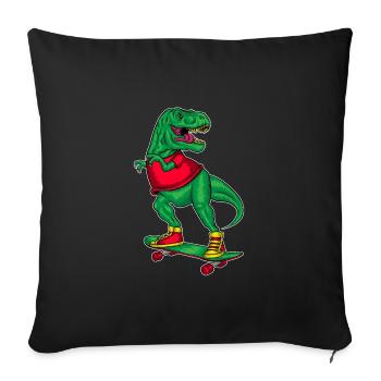 Skater Dino Skatboarder Skateboard Skating Dinosaur - Sofa pillowcase 17,3'' x 17,3'' (45 x 45 cm) - black - Front