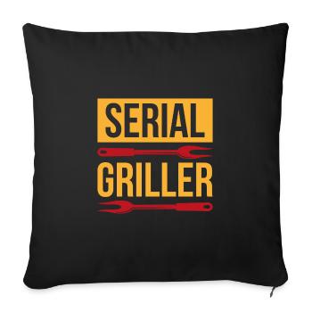 Barbecue barbecue serial chef - Housse de coussin décorative 45 x 45 cm - noir - Devant