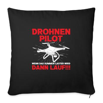 Drohnenpilot Hobbypilot Quadrocopter Drohne - Sofakissenbezug 45 x 45 cm - Schwarz - Vorne