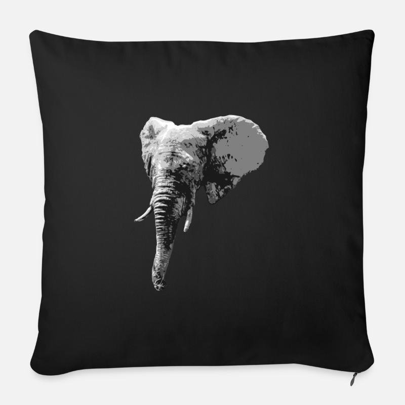 Elephant Head Animal Proboscis Elephant - Sofa pillowcase 17,3'' x 17,3'' (45 x 45 cm) - black