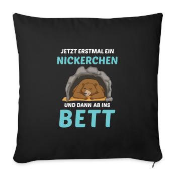 Schlafmütze Faulenzen Schlafen Pyjama Bär - Sofakissenbezug 45 x 45 cm - Schwarz - Vorne