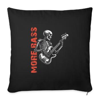 Crâne de squelette avec guitare basse et basse Saying More - Housse de coussin décorative 45 x 45 cm - noir - Devant