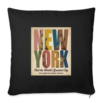 New York Vintage – Statue de la Liberté - Housse de coussin décorative 45 x 45 cm - noir - Devant
