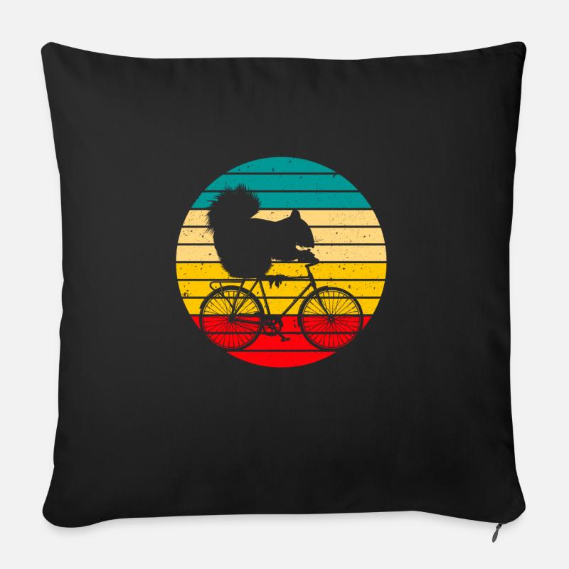 Lustiges Radfahrendes Eichhörnchen Retro Radfahren - Sofakissenbezug 45 x 45 cm - Schwarz