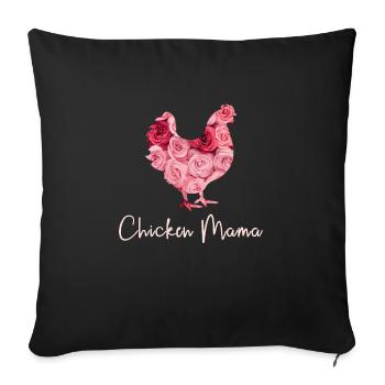 Poulet maman poule fermiers - Housse de coussin décorative 45 x 45 cm - noir - Devant