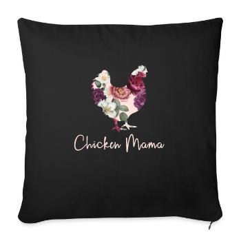 Poulet maman poule fermier mamma poulet - Housse de coussin décorative 45 x 45 cm - noir - Devant