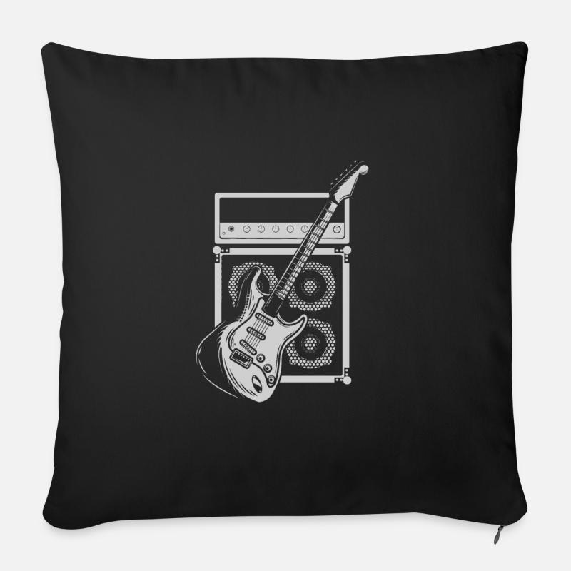 Verstärker und E Gitarre Spieler Gitarrist - Sofakissenbezug 45 x 45 cm - Schwarz