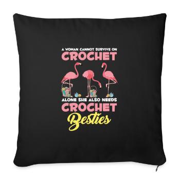 Crochet Flamingo Crafting Crochet Friend Yarn - Sofa pillowcase 17,3'' x 17,3'' (45 x 45 cm) - black - Front