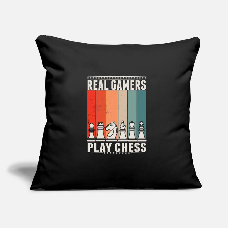 Rétro jeu d’échecs jeu d’échecs jeu d’échecs Housse de coussin décorative 45 x 45 cm