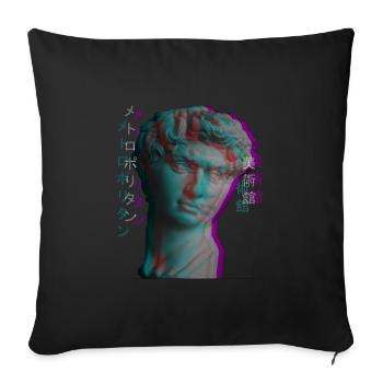 Ancient Greek Sculpture Vaporwave Statue Head - Sofa pillowcase 17,3'' x 17,3'' (45 x 45 cm) - black - Front
