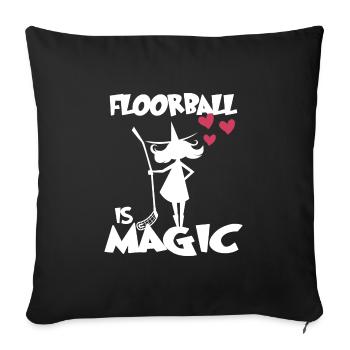 fille de unihockey de floorball - Housse de coussin décorative 45 x 45 cm - noir - Devant