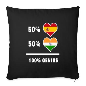 génie / cadeau de l’Inde et de l’Espagne - Housse de coussin décorative 45 x 45 cm - noir - Devant