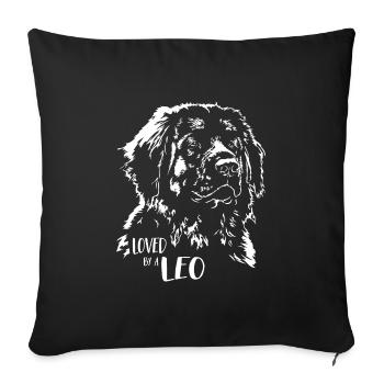 Aimé par un Leonberger Hundespruch Hunde Wilsigns - Housse de coussin décorative 45 x 45 cm - noir - Devant