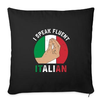 Drôles de dictons italiens parlant couramment l’italien - Housse de coussin décorative 45 x 45 cm - noir - Devant