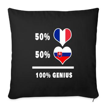 Slovaquie et France 100% génial Drapeaux Design - Housse de coussin décorative 45 x 45 cm - noir - Devant