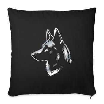 Malinois, tête de chien, dessin argentique - Housse de coussin décorative 45 x 45 cm - noir - Devant