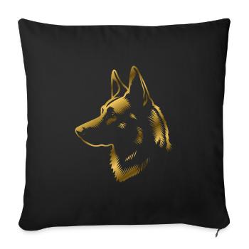 Malinois, dog head, drawing gold - Sofa pillowcase 17,3'' x 17,3'' (45 x 45 cm) - black - Front