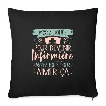Assez douée pour devenir infirmière cadeau - Housse de coussin décorative 45 x 45 cm - noir - Devant