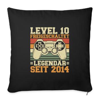 Niveau 10 débloqué Légendaire depuis 2014 - Housse de coussin décorative 45 x 45 cm - noir - Devant