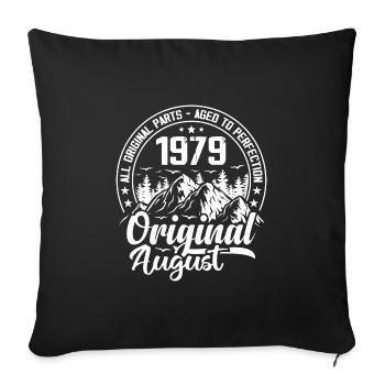 August 1979 Original:45 Years Anniversary Gift - Sofa pillowcase 17,3'' x 17,3'' (45 x 45 cm) - black - Front