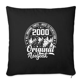 August 2000 Original:24 Years Birthday Gift - Sofa pillowcase 17,3'' x 17,3'' (45 x 45 cm) - black - Front