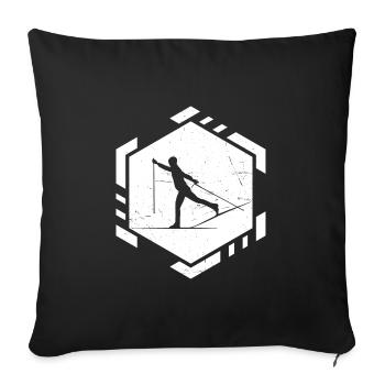 Ski de fond Ski de fond Ski de fond Patinage Ski de fond - Housse de coussin décorative 45 x 45 cm - noir - Devant