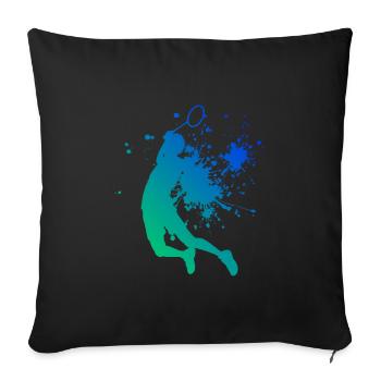 Badminton Squash Badminton Hommes Badminton Femmes - Housse de coussin décorative 45 x 45 cm - noir - Devant