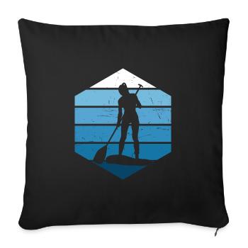 Sup Femme Standup Paddle Standup Paddle - Housse de coussin décorative 45 x 45 cm - noir - Devant