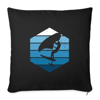 Hommes foilwing wingsurf femmes wingfoil - Housse de coussin décorative 45 x 45 cm - noir - Devant