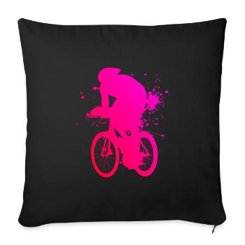 Cycliste de course femmes vélo de route vélo de course hommes - Housse de coussin décorative 45 x 45 cm - noir - Devant