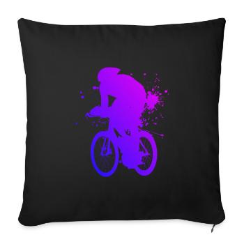 Cycliste sur route vélo de route vélo de course hommes femmes - Housse de coussin décorative 45 x 45 cm - noir - Devant